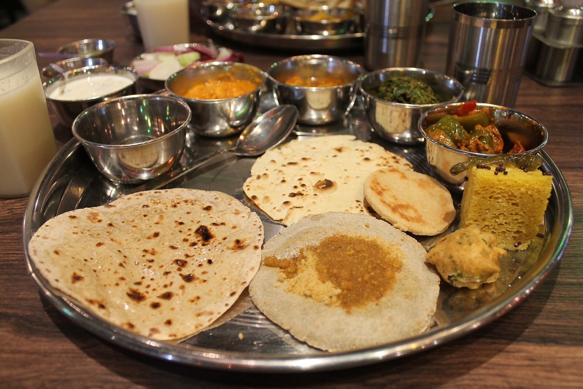 A Rajasthani thali spread with sweets